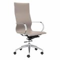 Homeroots 109 x 70.1 x 70.1 in. Taupe Mushroom Ergonomic Conference Room High Back Rolling Office Chair 394916